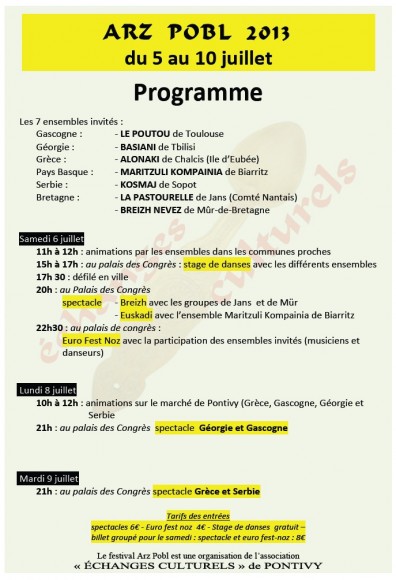 Arz Pobl 2013 Programme