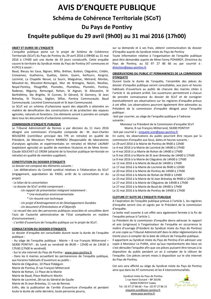 SCoT Pays-Pontivy - Annonce légale